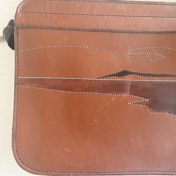 Sadaski or Saclahi Leather Brown Envelope Messenger Purse Crossbody Satchel Bag - Picture 4 of 9